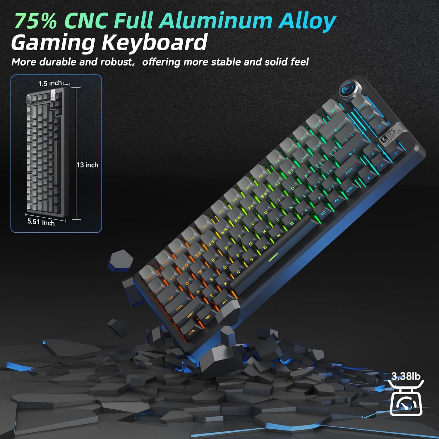 Thumbnail 2 de CORBOBO KI75 75% Mechanical Keyboard, Aluminum, Tri-Mode, Hot-Swappable