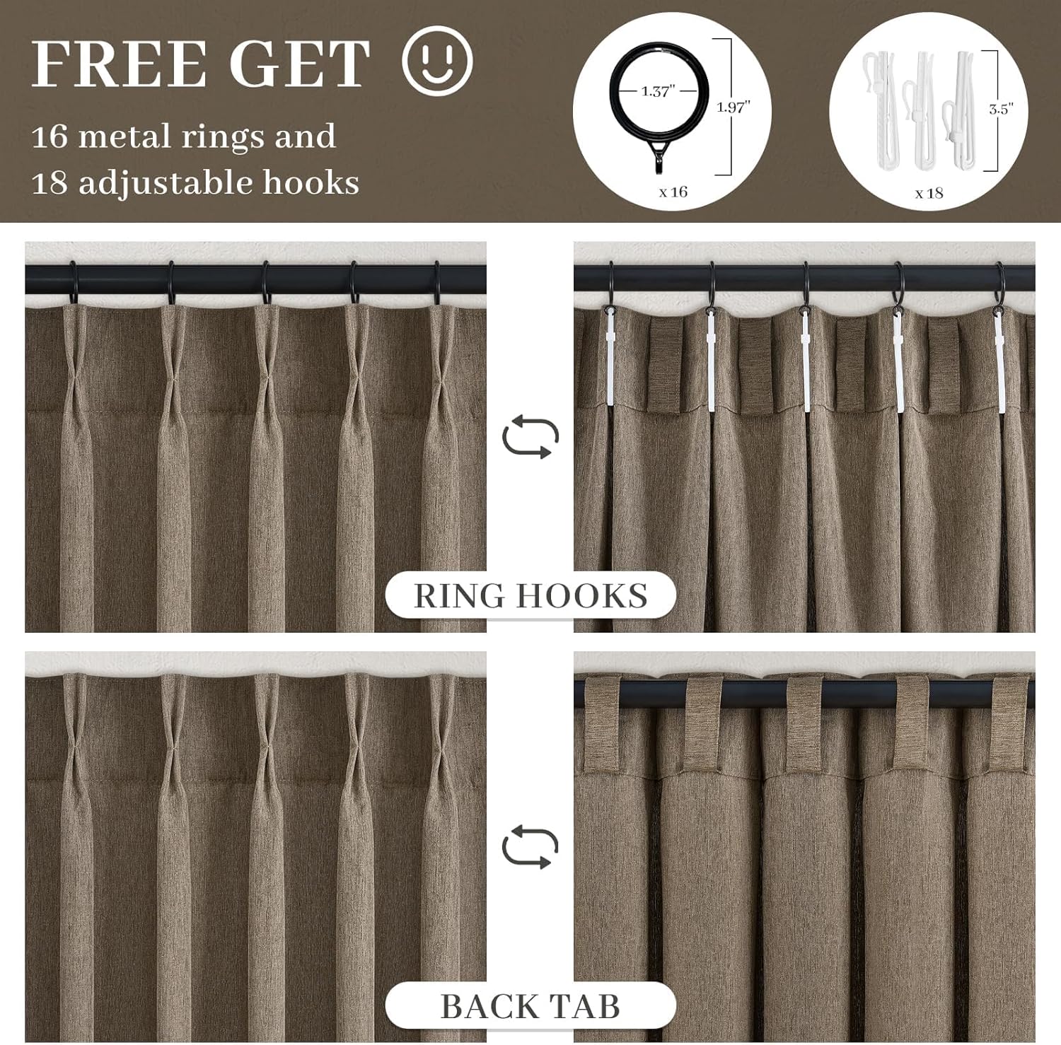 Detalle 2 de Drapenova Pinch-Pleated Curtains, 84 Inches Long