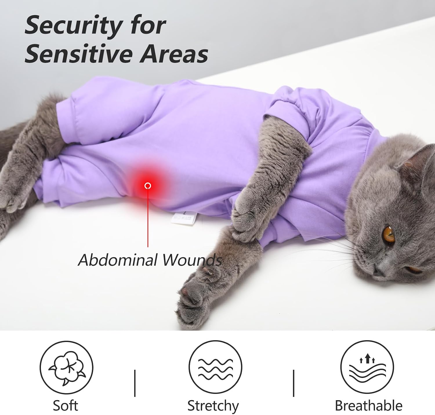 Detalle de HEYWEAN body pour chat après opération de protection à manches longues (boutons pression, réglage au cou)