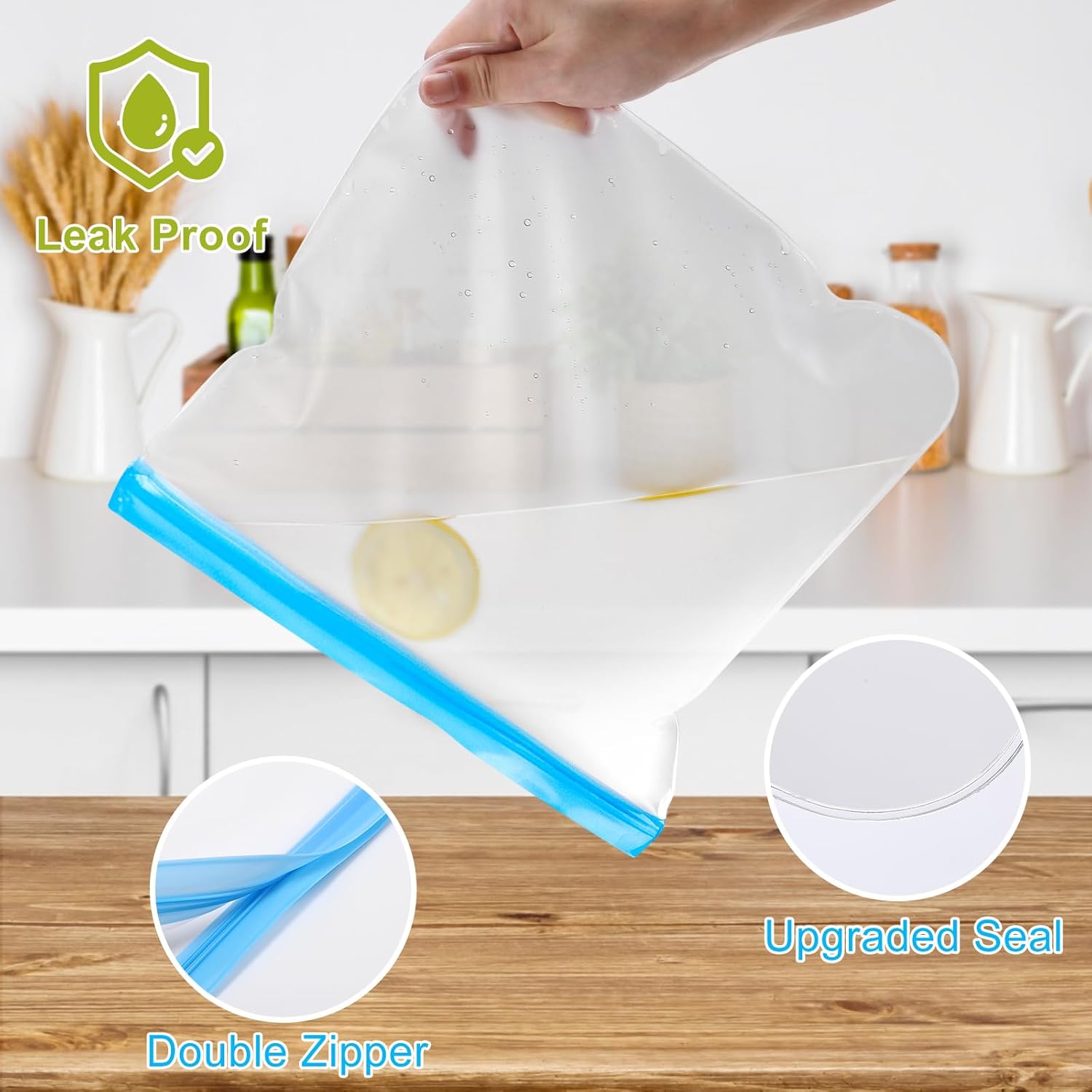Detalle de Lerine 1 Gallon Reusable Freezer Bags 6-Pack 🥫