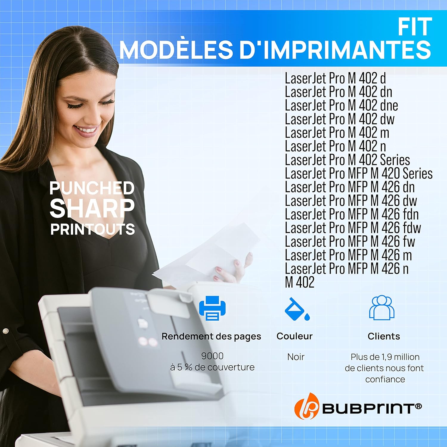 Thumbnail 1 de Bubprint Compatible HP 26X CF226X – Cartouche de toner noir pour LaserJet Pro M402/M426 (9 000 pages)