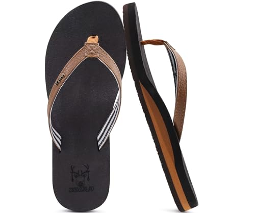 Imagen de KuaiLu Women's Arch Support Flip Flops: Cushioned Leather Sandals for All-Day Comfort en OfertitasTOP