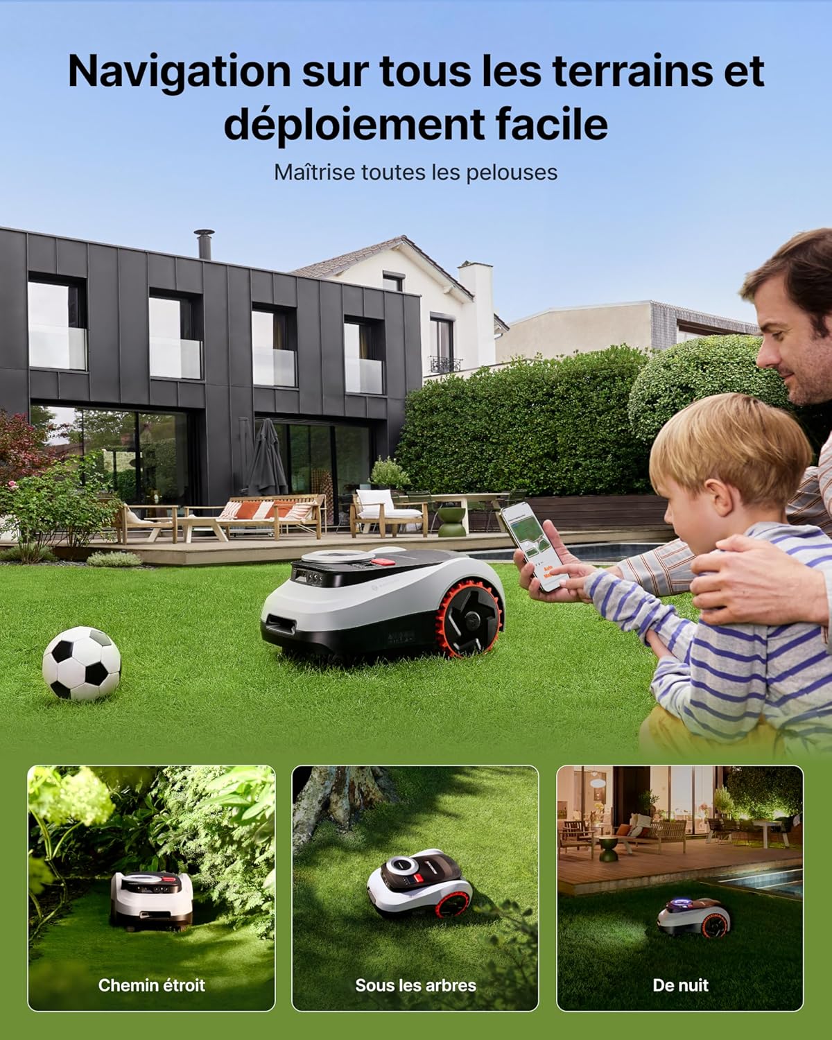 Thumbnail 3 de NAVIMOW i208 LiDAR – Tondeuse robotisée tout-terrain 45% avec Vision Fusion, sans fil et cartographie automatique
