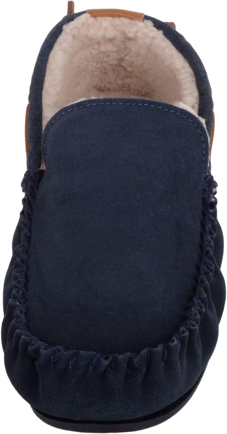 Thumbnail 1 de SNUGRUGS Mens Easy Slip On Suede Berber Fleece Winter Moccasin Slippers with Leather Trim