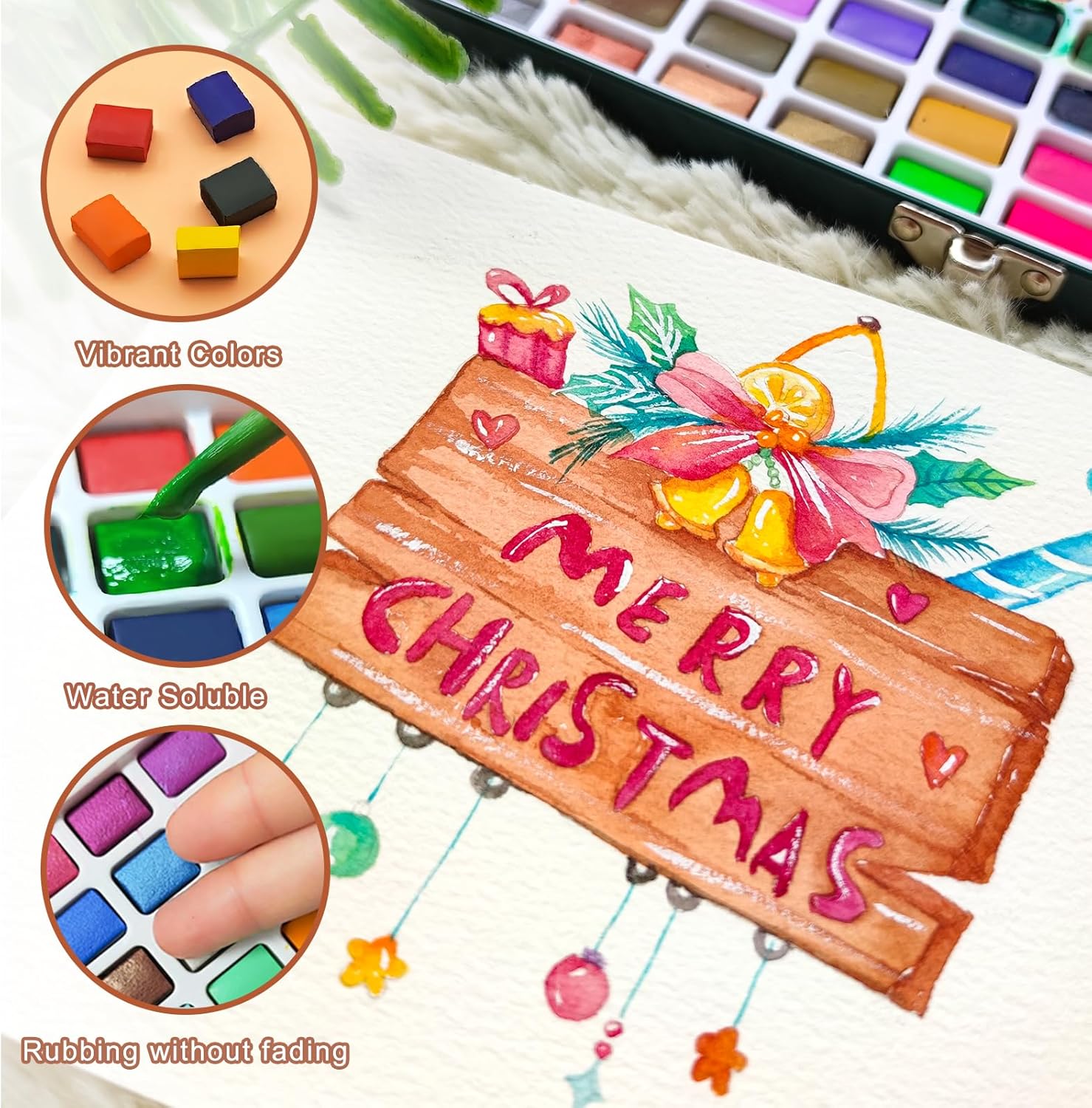 Thumbnail 4 de Artecho Aquarellfarben-Set mit 128 Farben in tragbarer Box (mit Aquarellpapier & Pinseln)