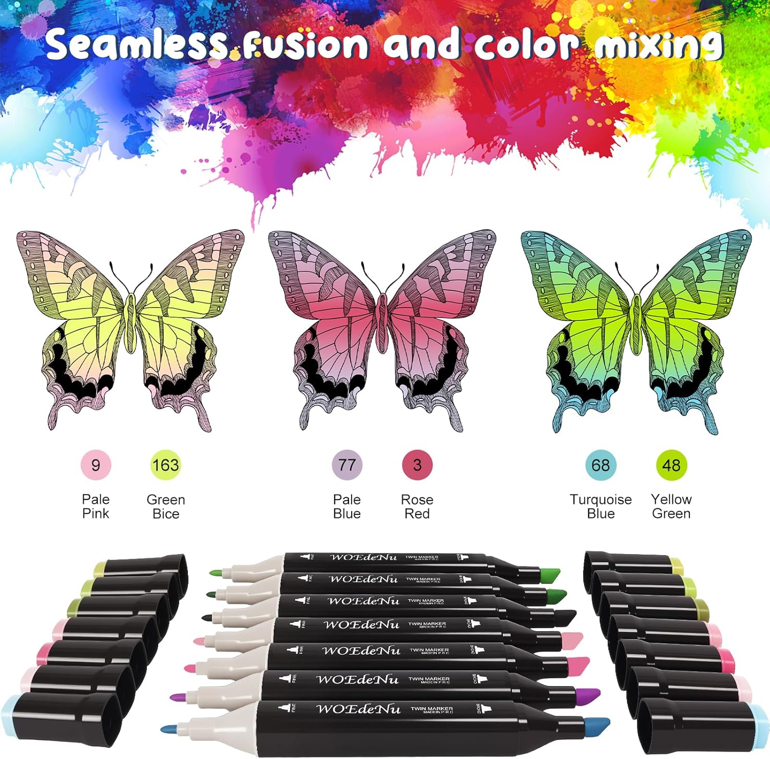 Thumbnail 5 de WOEDENU 168 Coloured Marker Set with Dual Tips, Carry Case & Storage Base