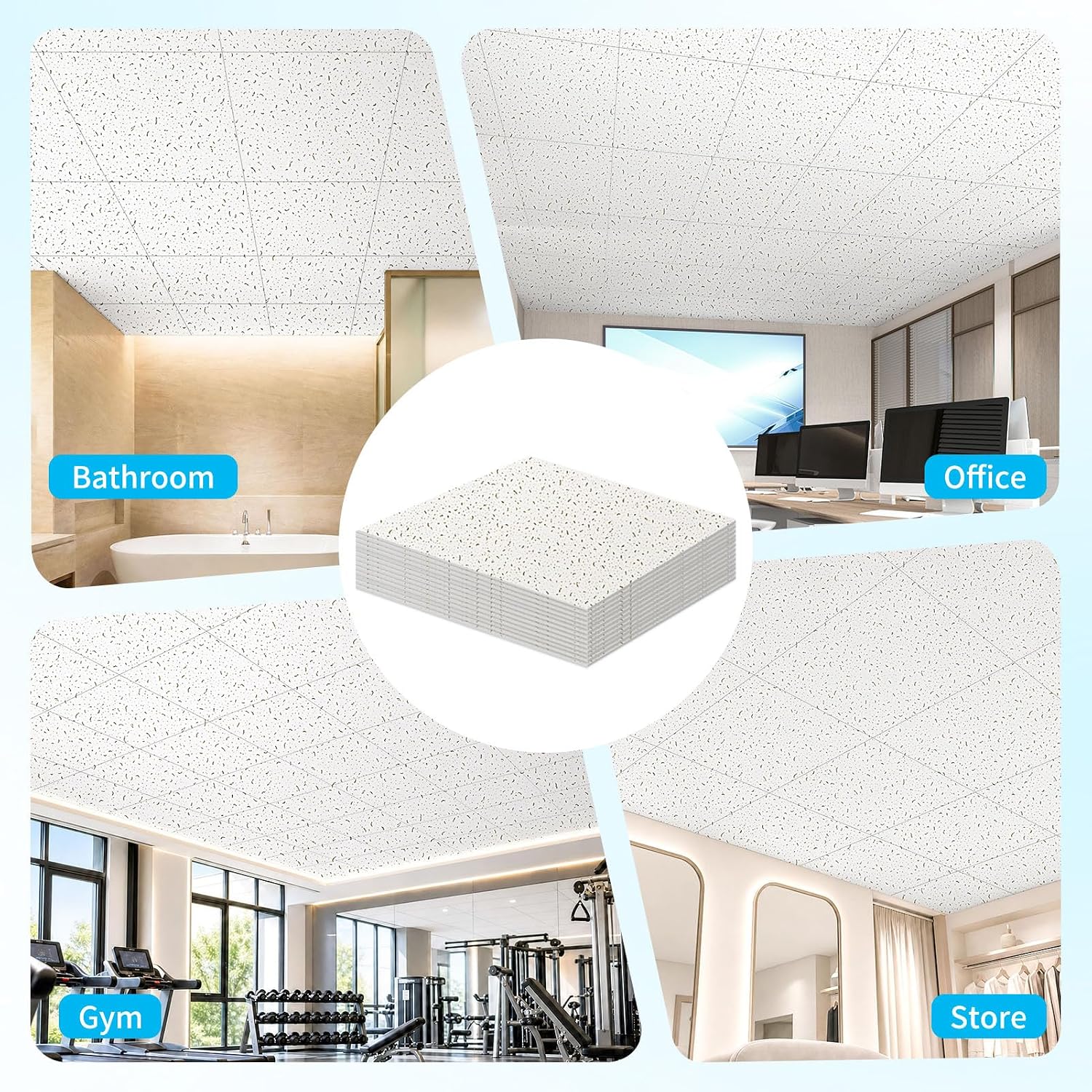Thumbnail 6 de Art3d 2 x 2 ft PVC Drop Ceiling Tiles, White, 12-Pack