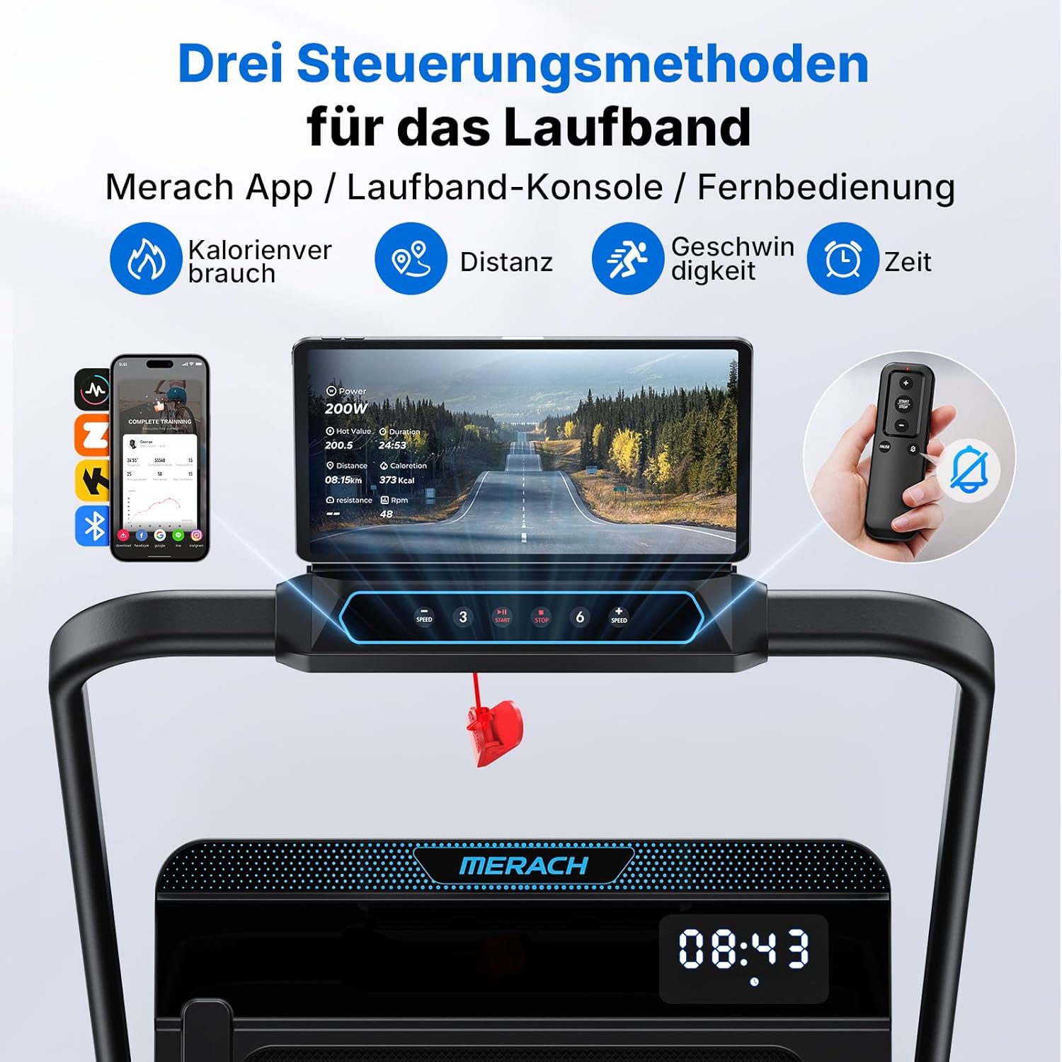 Thumbnail 5 de MERACH Walking Pad Laufband für Zuhause mit Fernbedienung, 0–6% Steigung, bis 12 km/h