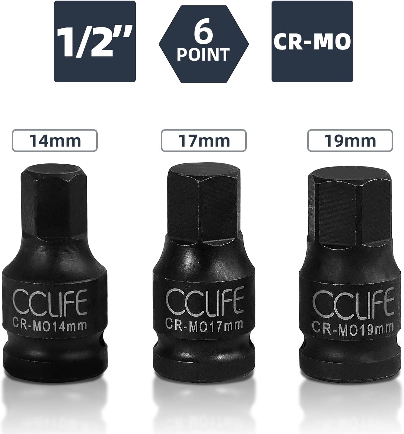 Thumbnail 2 de CCCLIFE Coffret de douilles clé à choc 1/2" (8 pièces) CR-Mo : 30/32/34/35/36 mm en mallette