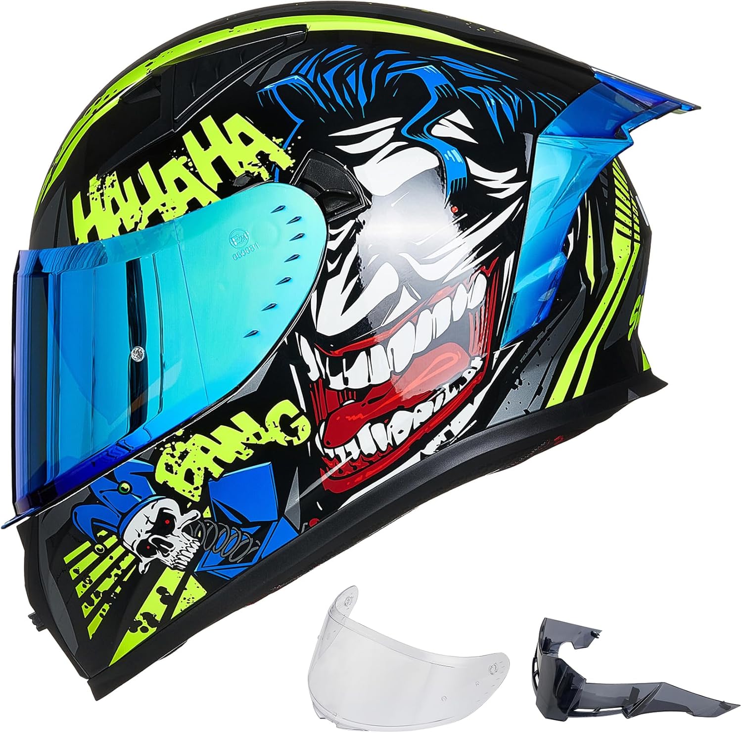ILM Z501 Full-Face Motorcycle Helmet (Surprise Yellow, Medium) with Clear & Tinted Visors