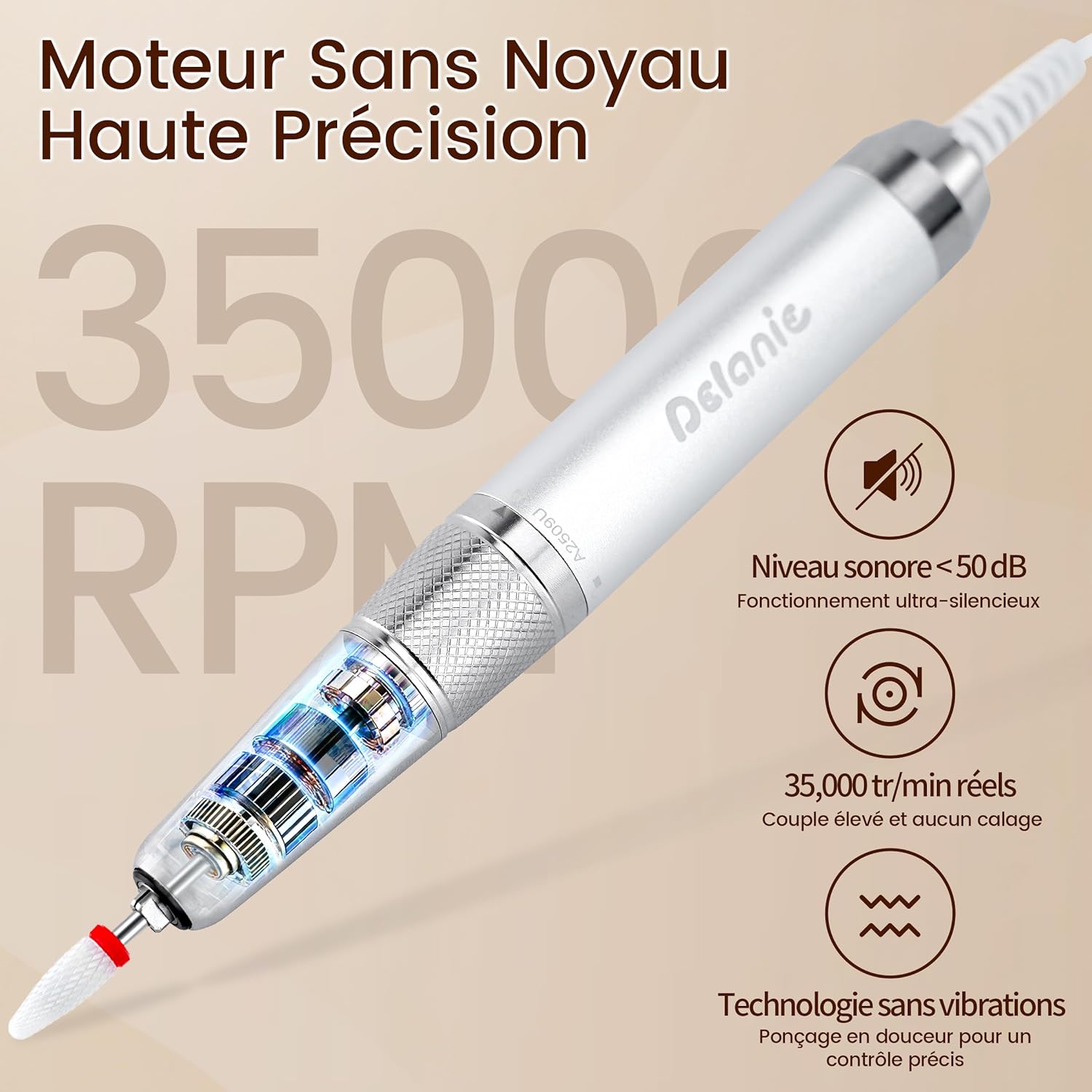 Thumbnail 2 de Delanie Ponceuse pour Ongles sans noyau – 35000 RPM, sans fil, kit complet