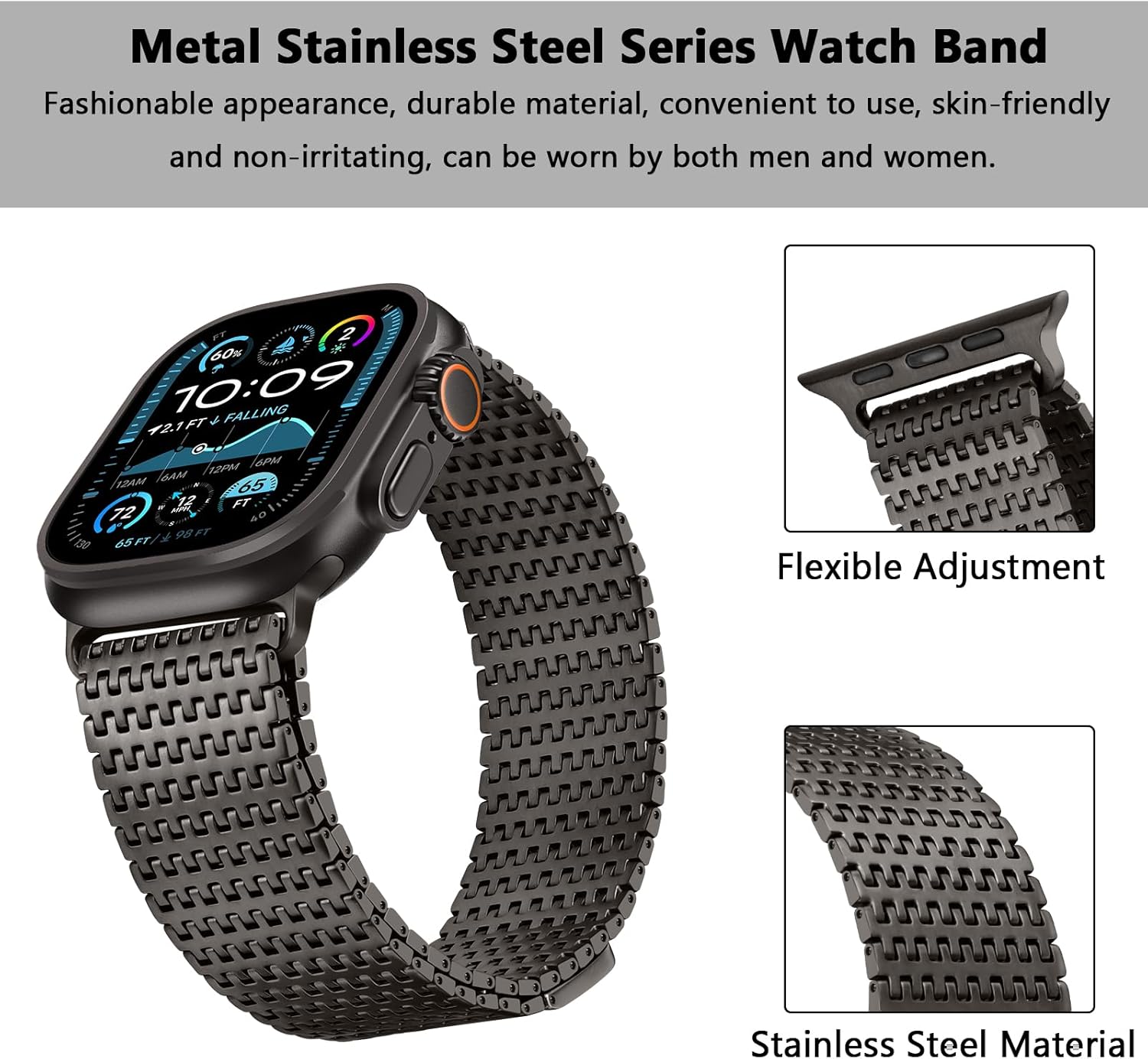 Detalle 2 de Anlinser Magnetic Stainless Steel Strap for Apple Watch Ultra & 49mm Models