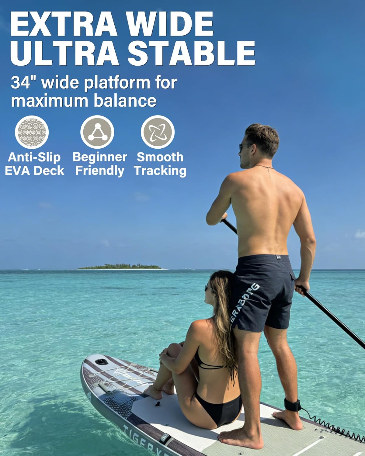 Detalle de TIGERXBANG Inflatable Stand Up Paddle Board with Kayak Seat – 11’ x 34” and Full Accessory Pack