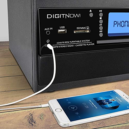 Detalle 2 de DIGITNOW! Giradischi Bluetooth con codifica USB/SD, radio e altoparlanti stereo