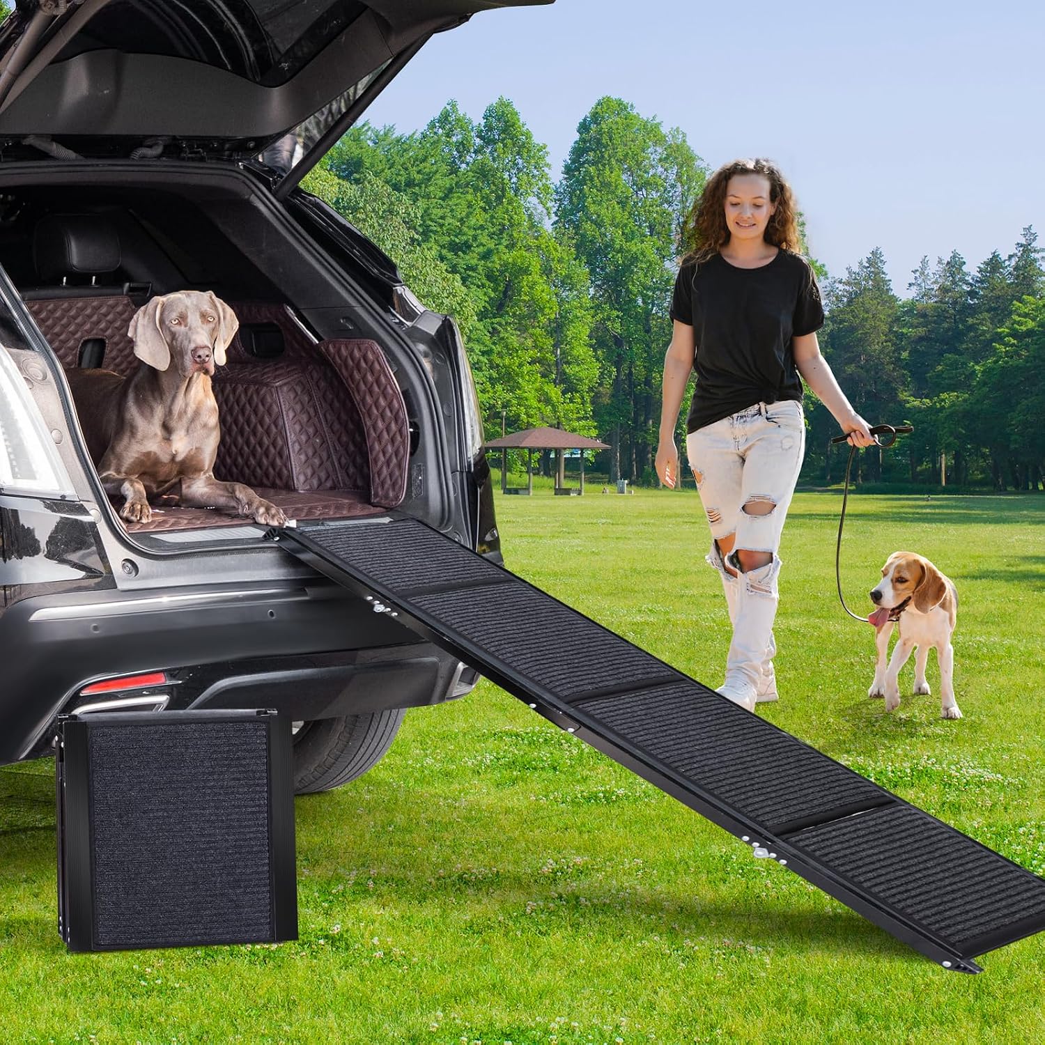 Thumbnail 6 de Uross Foldable 4-Step Dog Steps for Car – aluminium, collapsible pet stairs for large dogs