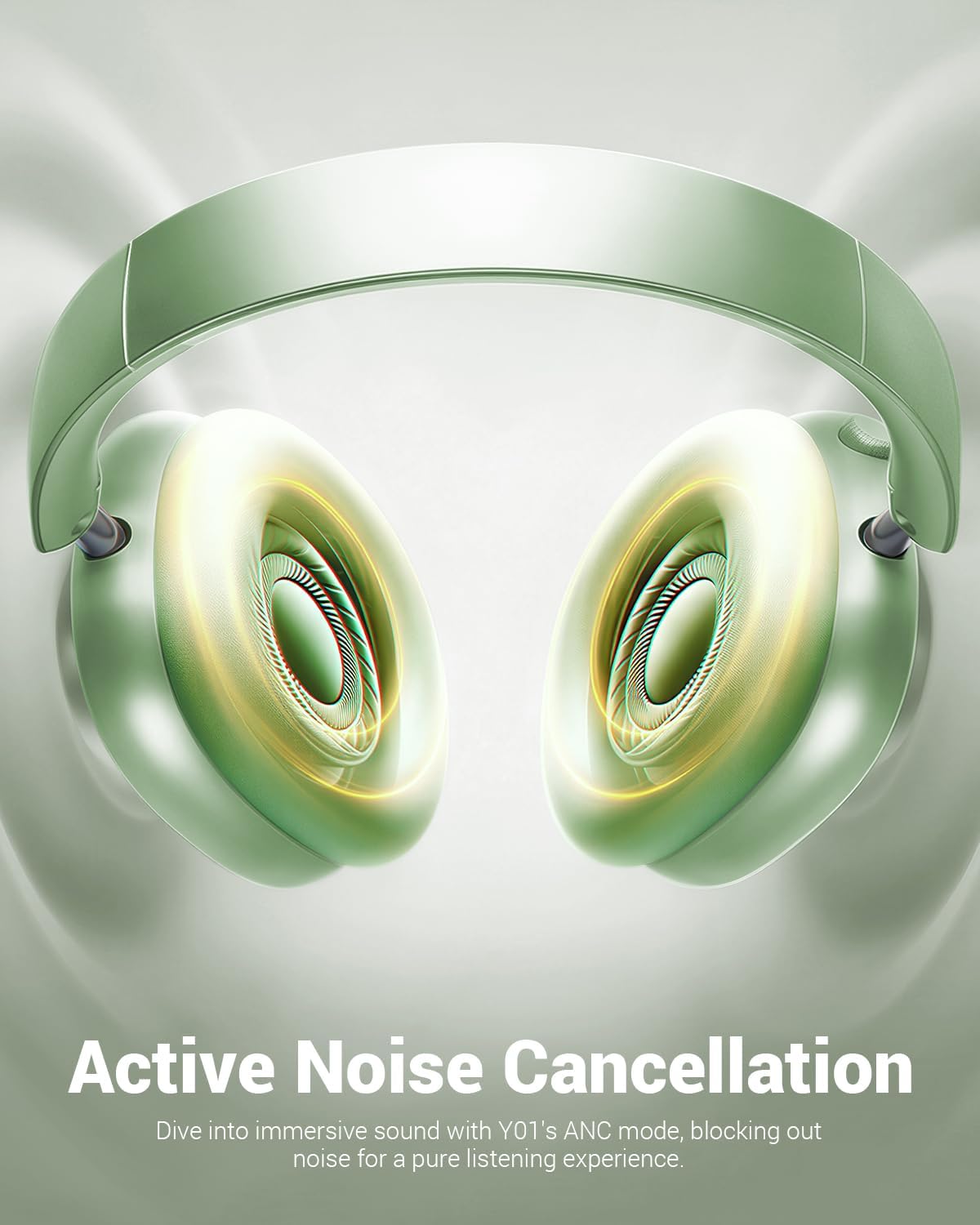 Thumbnail 2 de Wentronic Y01 Wireless Noise Canceling Over-Ear Headphones (Bluetooth 5.3) with Mic, Green