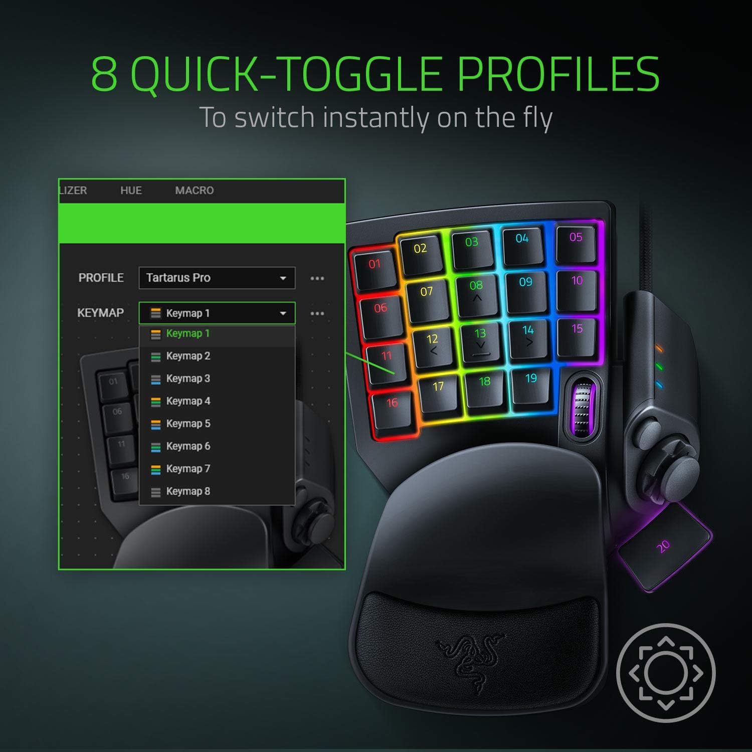 Thumbnail 5 de Razer Tartarus Pro gaming keypad with analogue-optical switches (32 programmable buttons) – Black