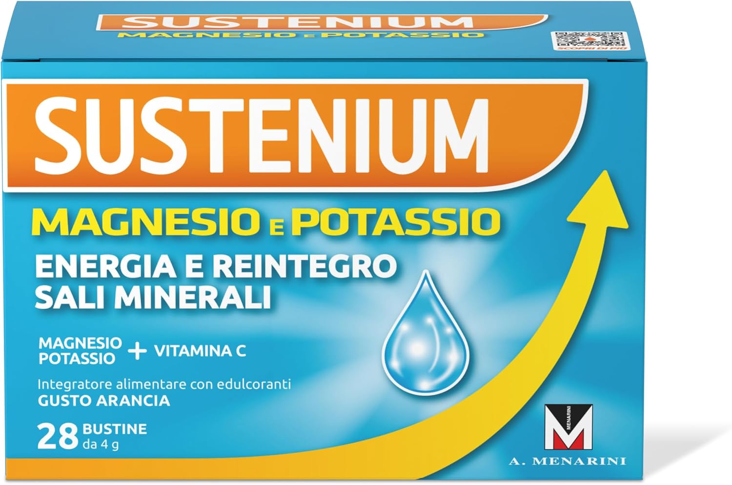Detalle 2 de Sustenium Magnesio e Potassio con Vitamina C – 56 bustine autosolubili al gusto arancia