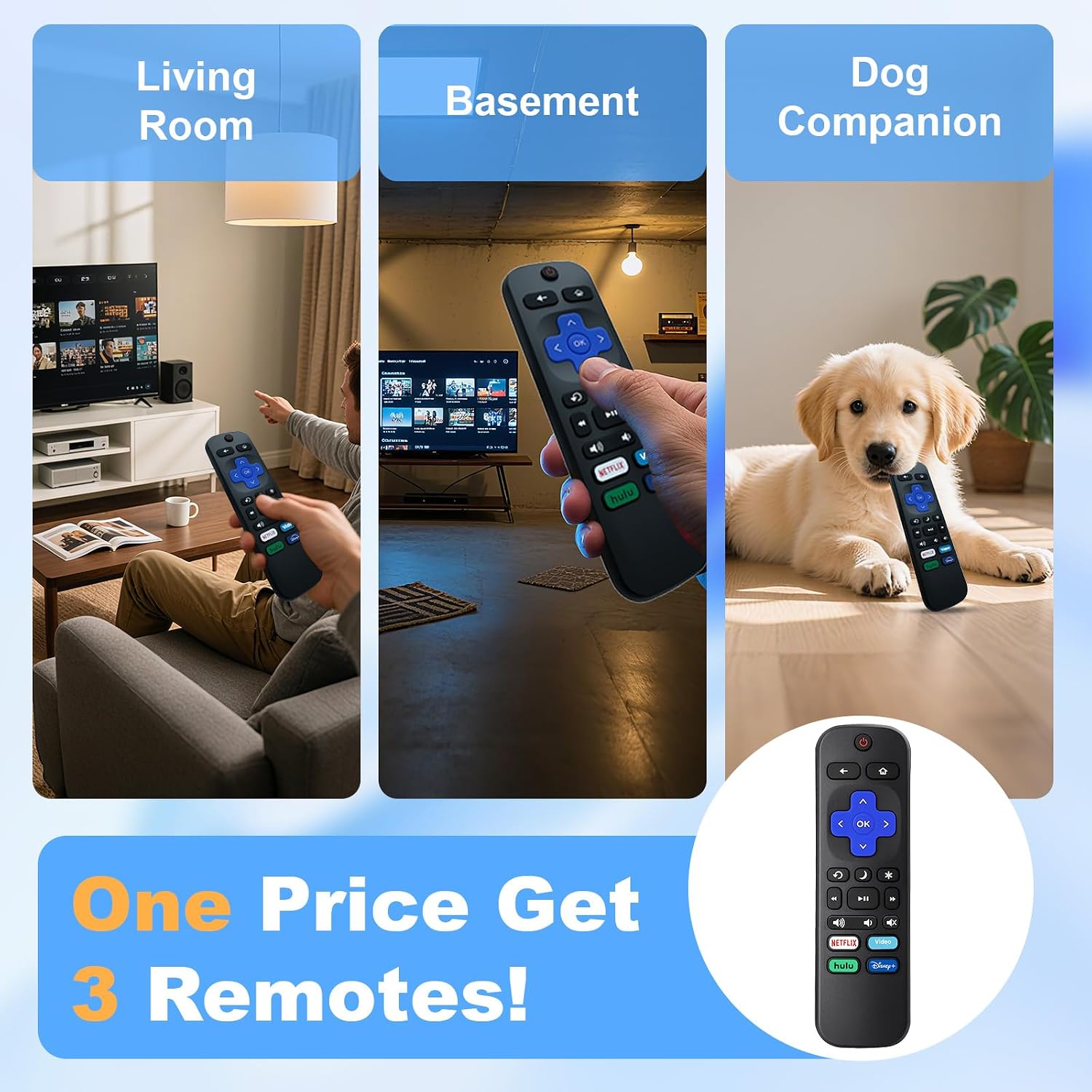 Detalle de (3 Pack) Replacement Remote for Roku TV Remotes — Plug and Play Replacement for Onn, Hisense, TCL, Westinghouse, Sharp, Philips, Element