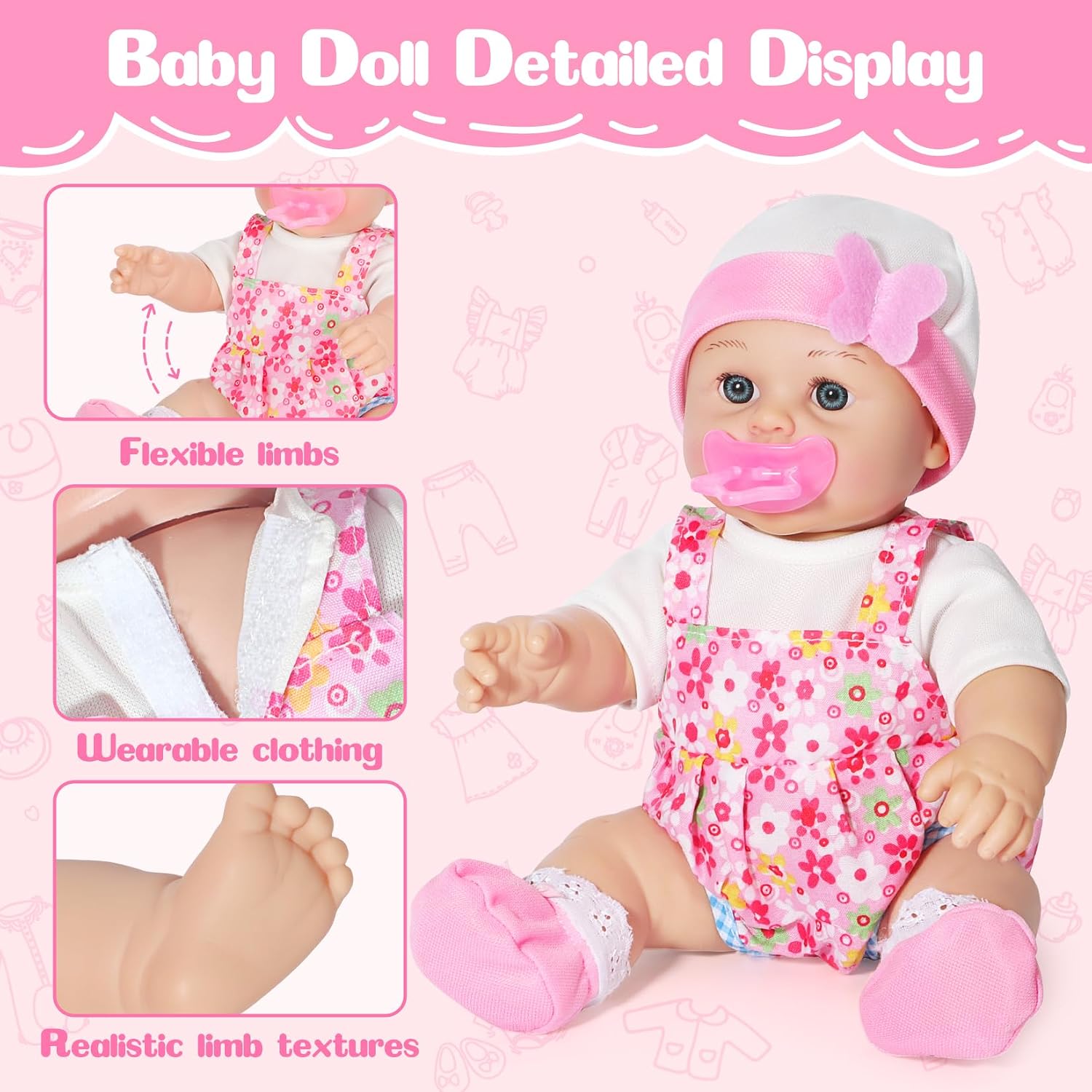 Thumbnail 4 de Mastom 12-Inch Baby Doll Set with Backpack, 4 Outfits & Accessories