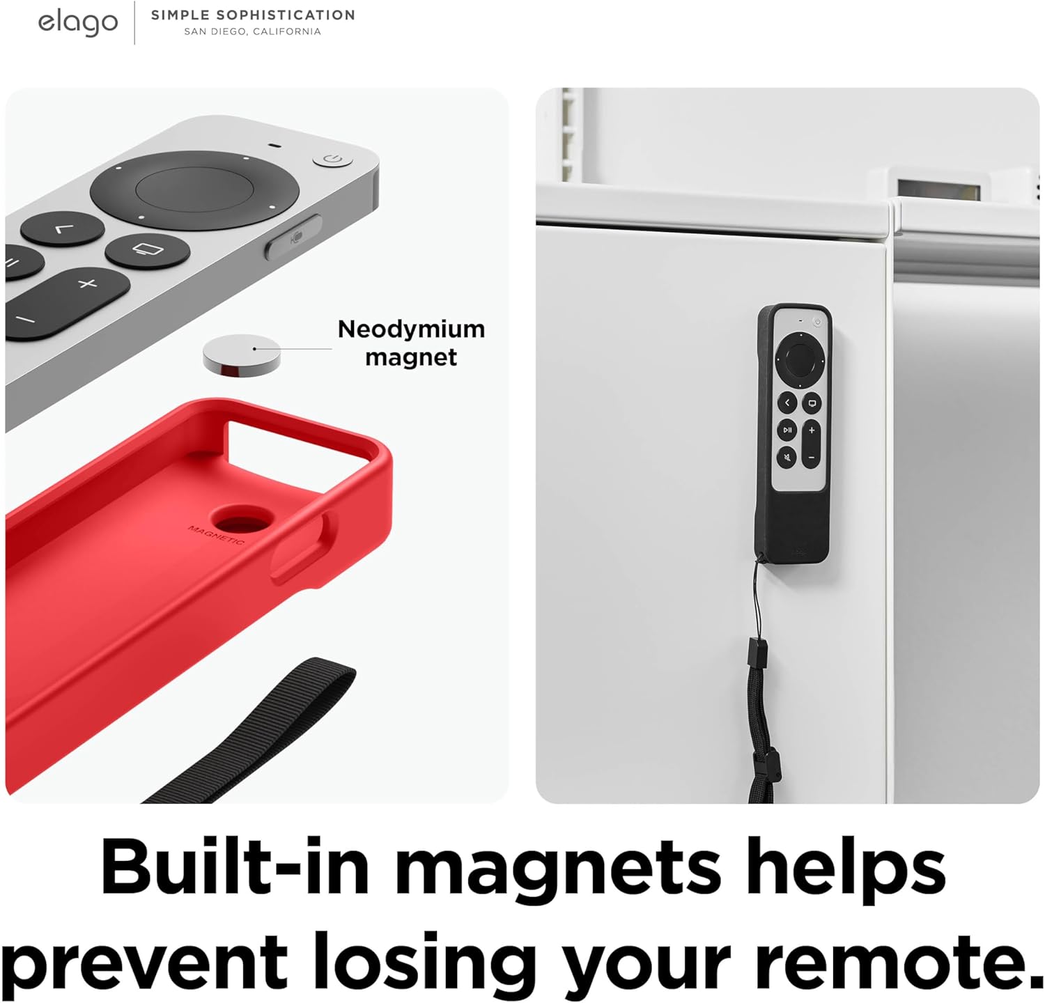 Thumbnail 2 de elago Étui R1 magnétique pour Apple TV 4K Siri Remote (3e/2e génération) – silicone épais, absorption des chocs (rouge)