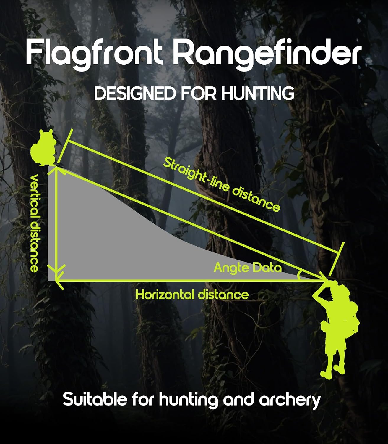 Detalle de Flagfront 1200Yd Laser Rangefinder for Golf, Archery and Hunting, 6x Magnification