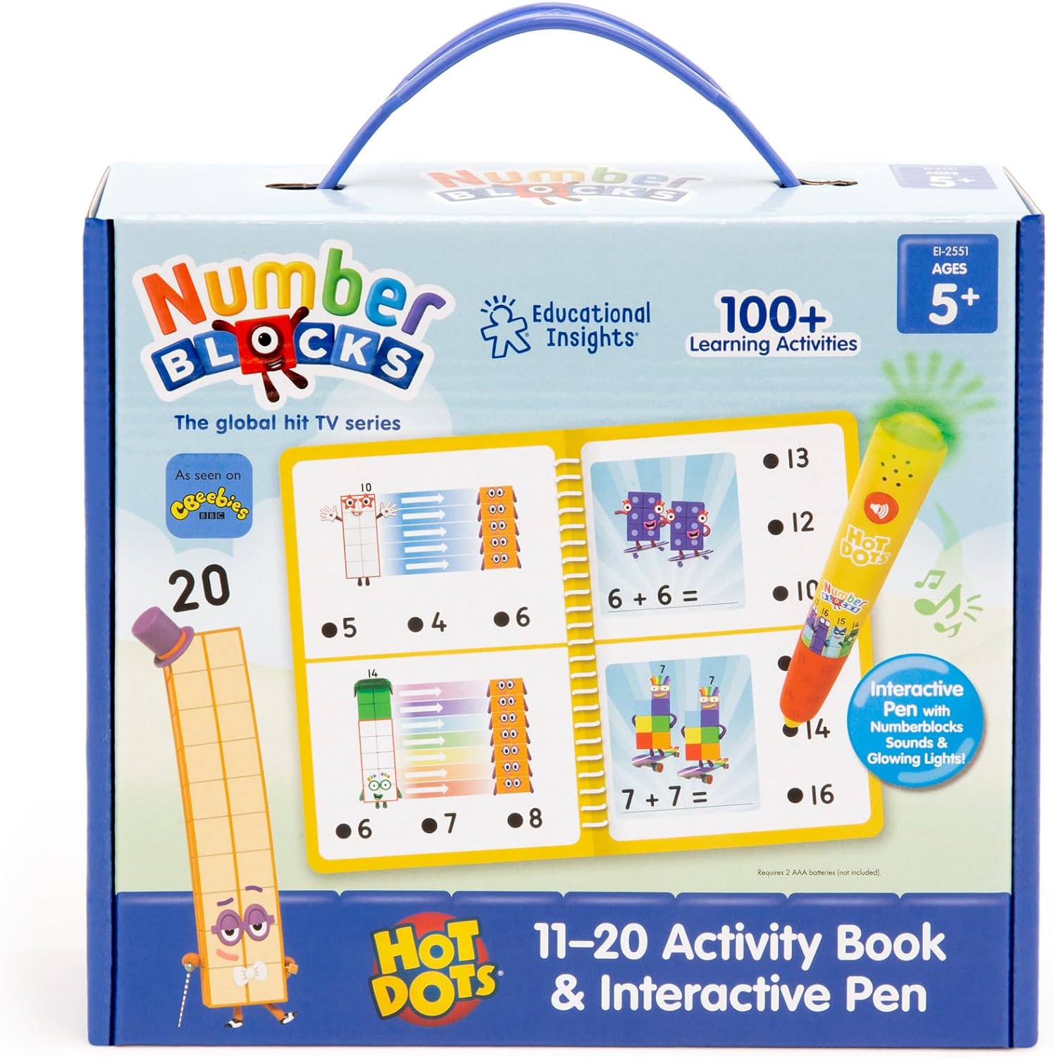 Detalle 2 de Learning Resources Hot Dots Numberblocks 11–20 libro attività 60 giochi