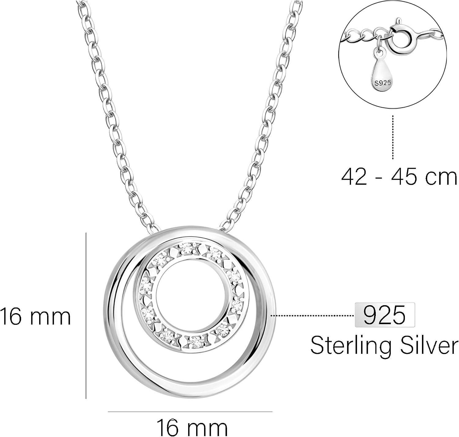 Thumbnail 3 de Sofia Milani Damen Halskette 925 Silber 42–45 cm