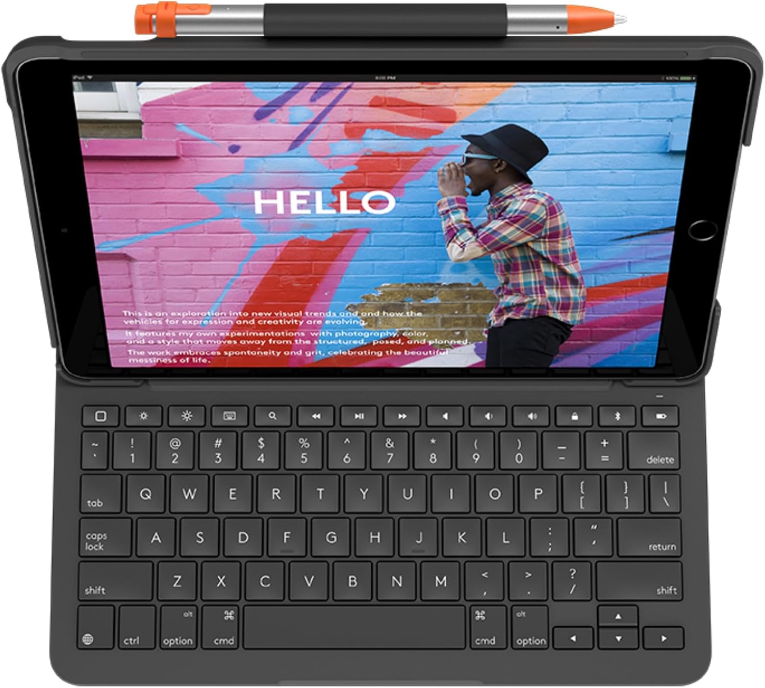 Detalle de Logitech Slim Folio für iPad (7., 8. und 9. Generation) – Grafit, skandinavisches QWERTY-Layout