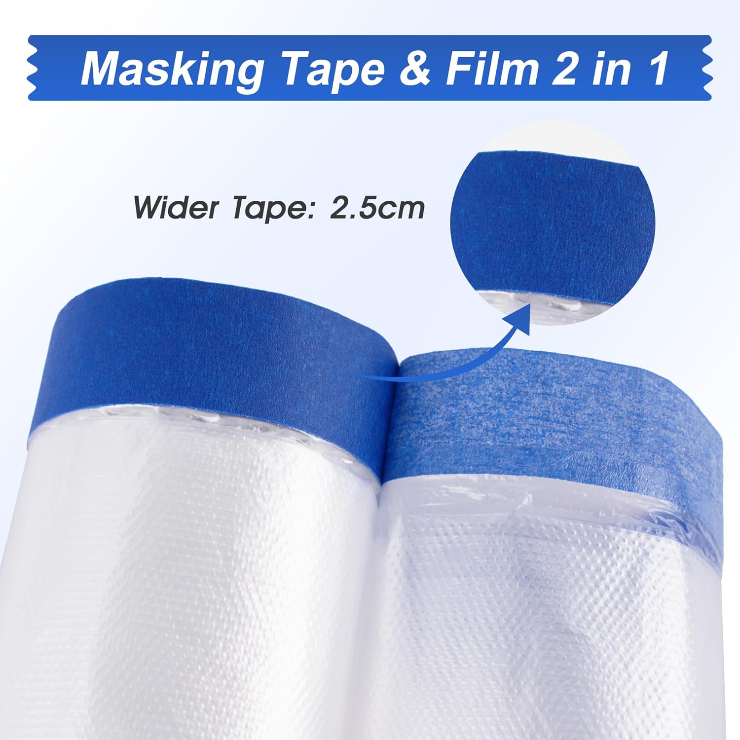 Thumbnail 2 de LLPT Tape and Drape Pre-Taped Masking Film | 2 Pack, 200cm x 20m – Versatile Painter's Plastic Dust Sheets