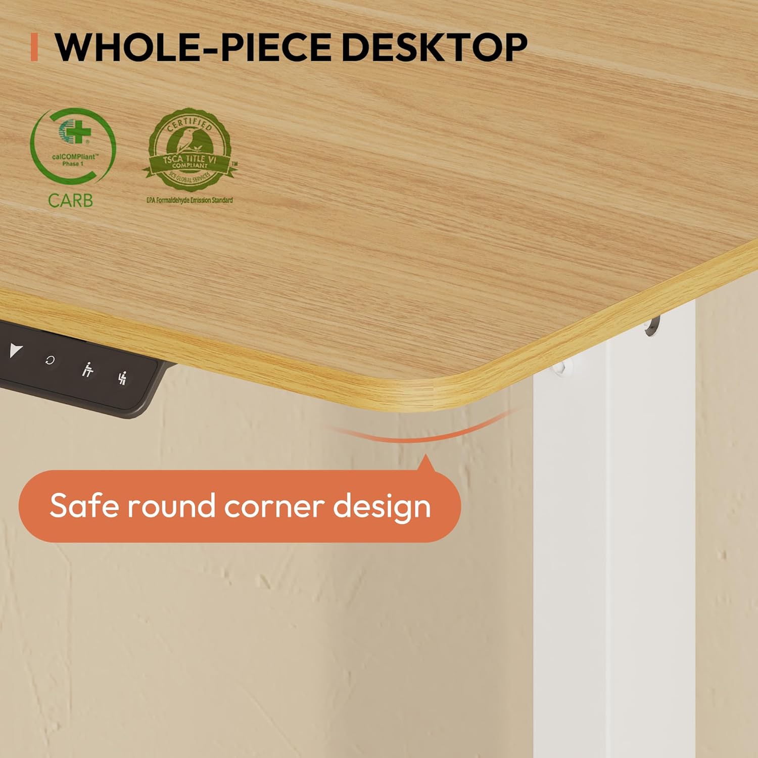 Thumbnail 4 de SANODESK Bureau Assis Debout Électrique – 110x54 cm, cadre blanc et plateau érable