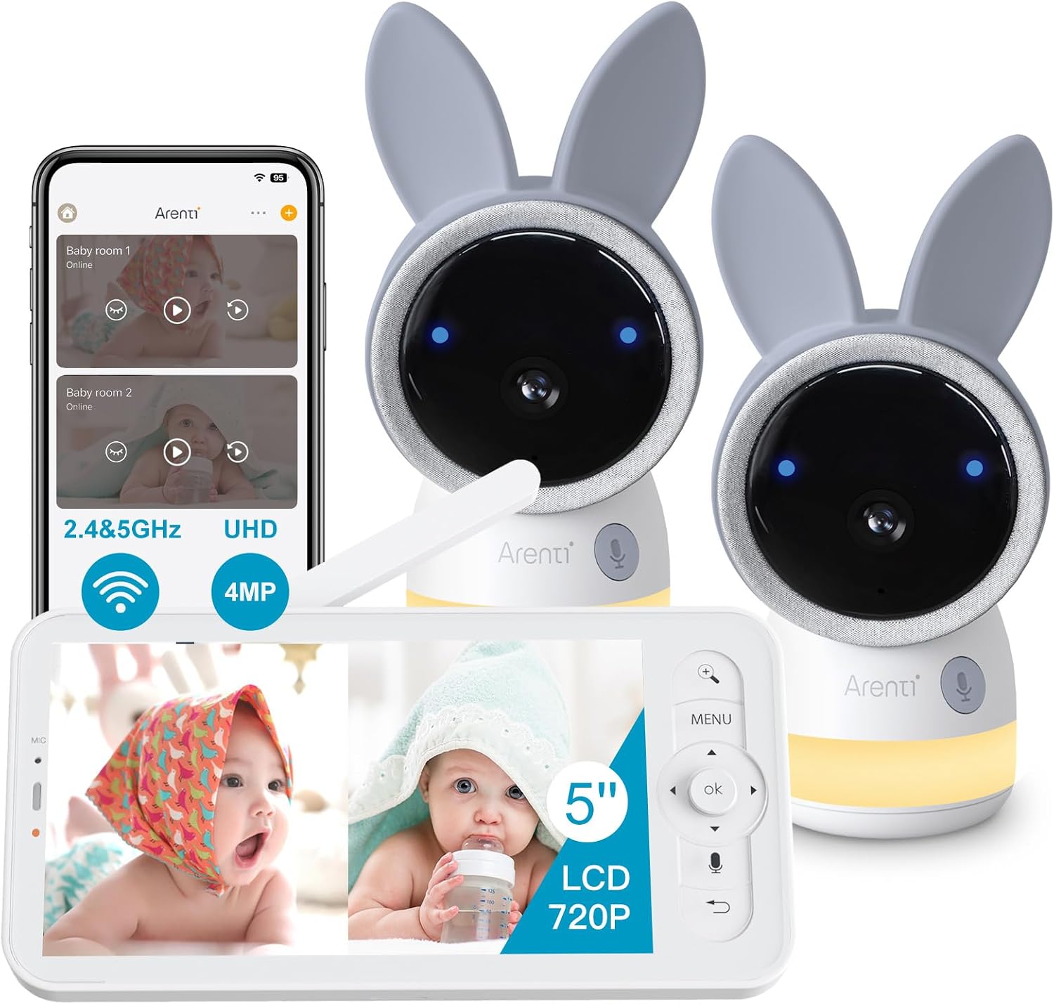 Detalle de Arenti 2.5K 5GHz Baby Monitor Two Cameras
