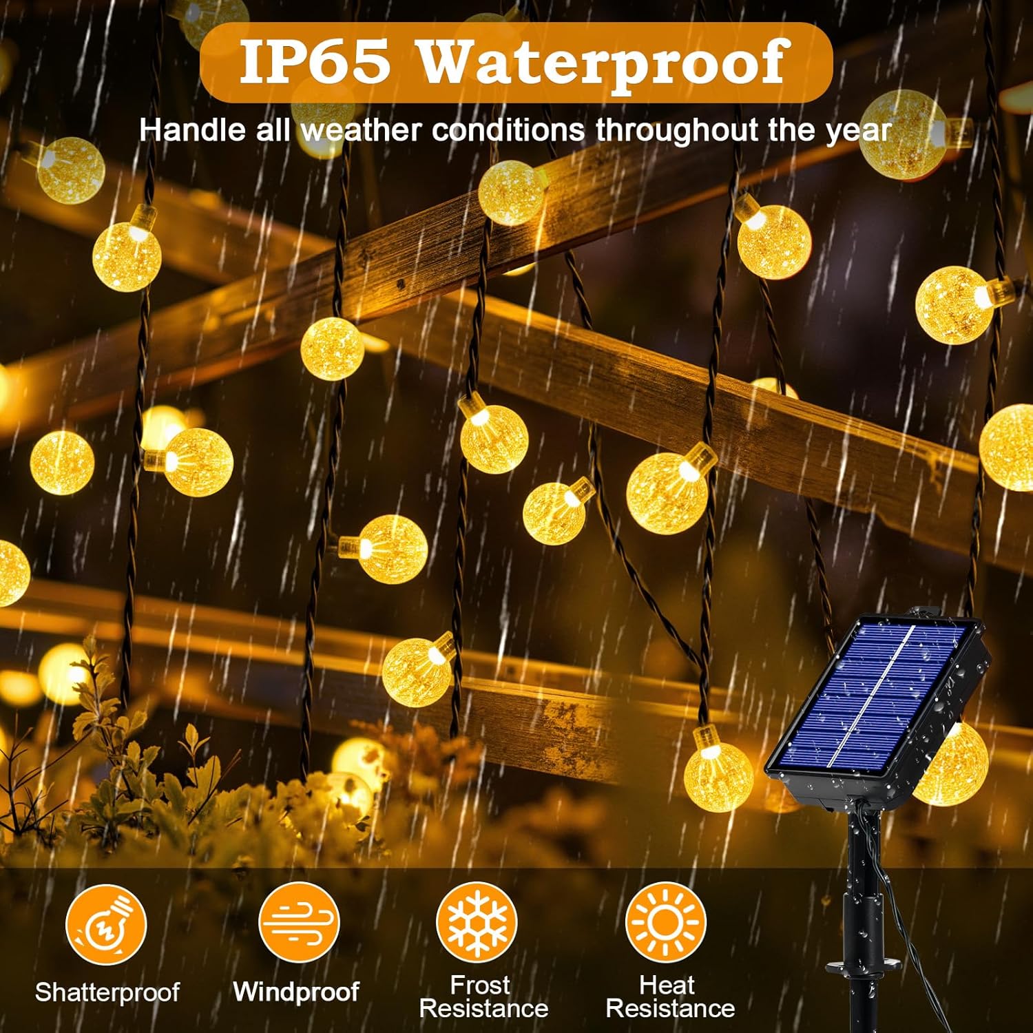 Thumbnail 3 de Realky Solar Garden Lights 60LED Solar String Lights (Warm White, Memory Function) – IP65 Outdoor