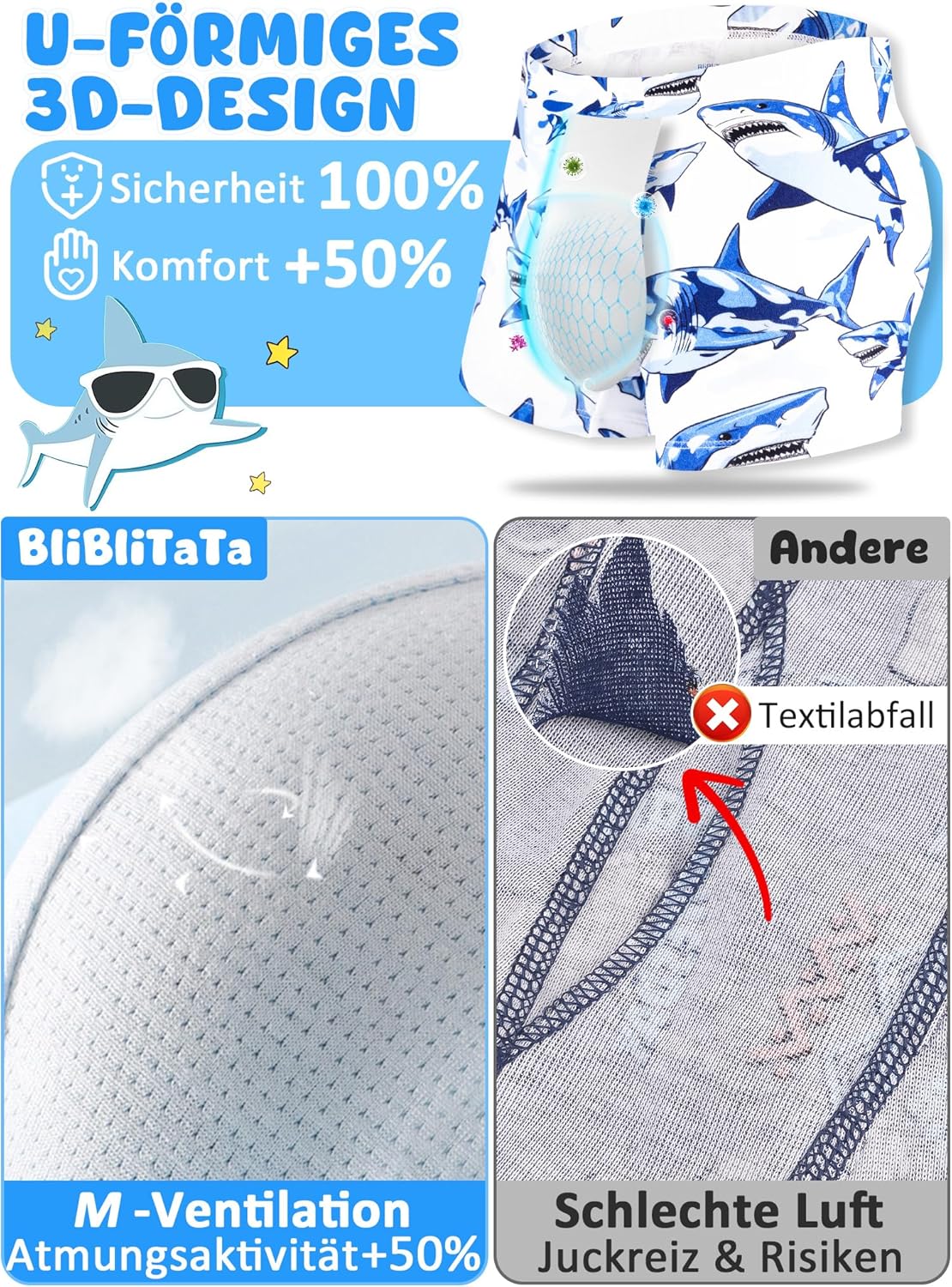 Thumbnail 3 de BliBliTaTa Jungen Boxershorts im 6er-Set – weiche, nahtlose Baumwoll-Unterwäsche für Kleinkinder & Kinder