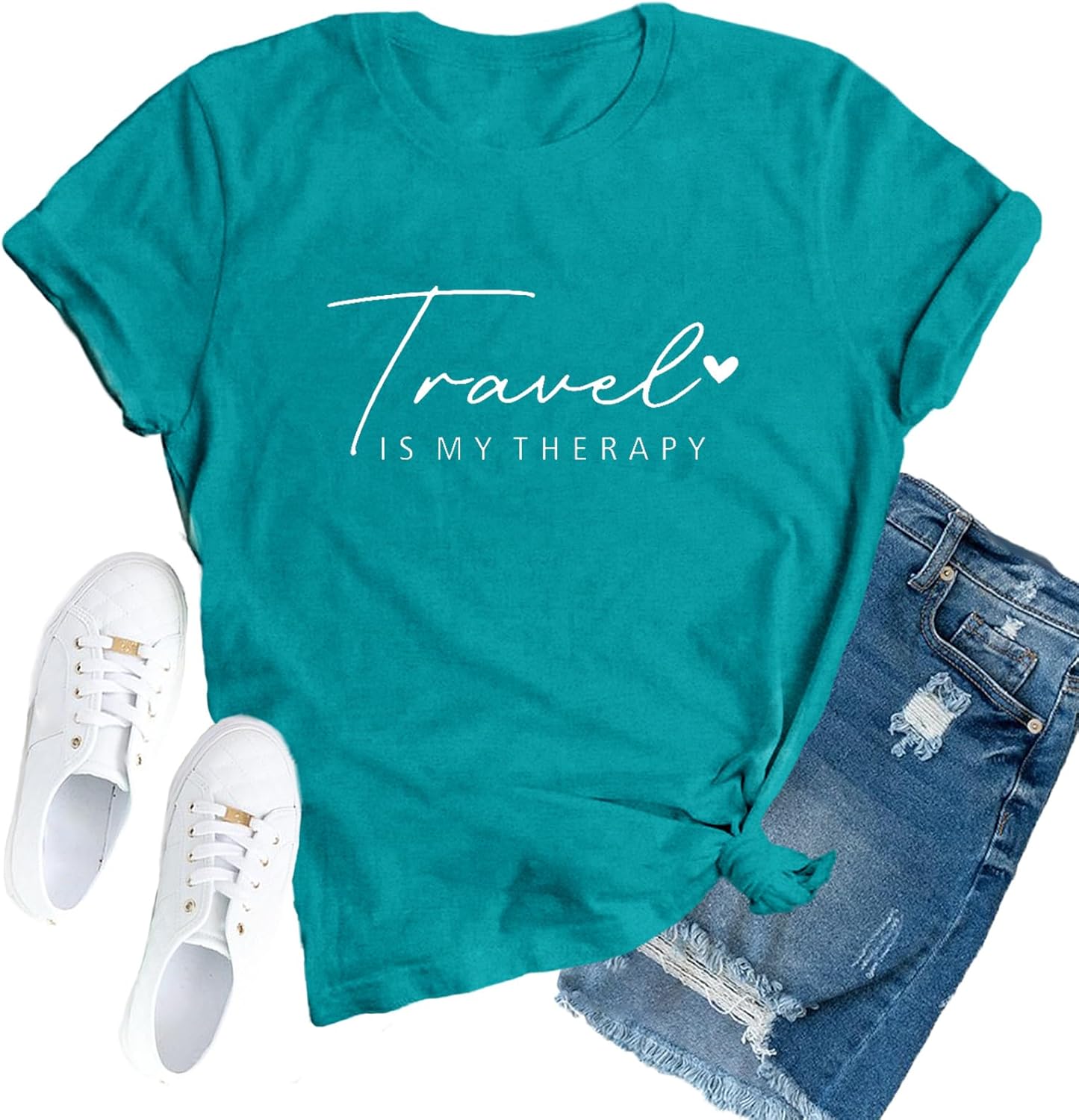 Detalle de SUWATOIN Travel Shirt for Women: Travel Is My Therapy Tee