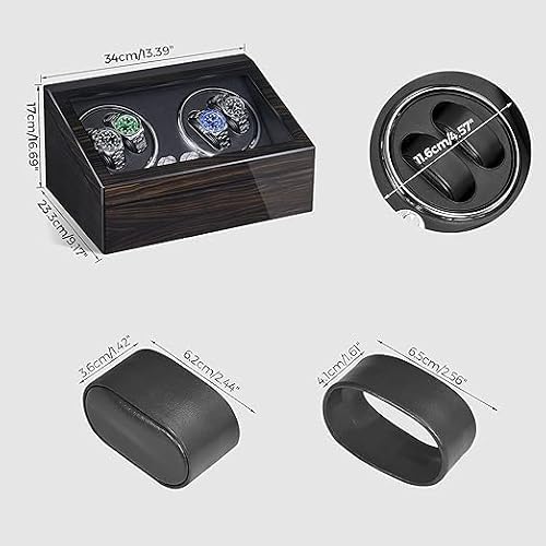 Detalle de ANWBROAD Caja Relojes Automáticos 4 Rotadores 6 Compartimentos con Luz LED