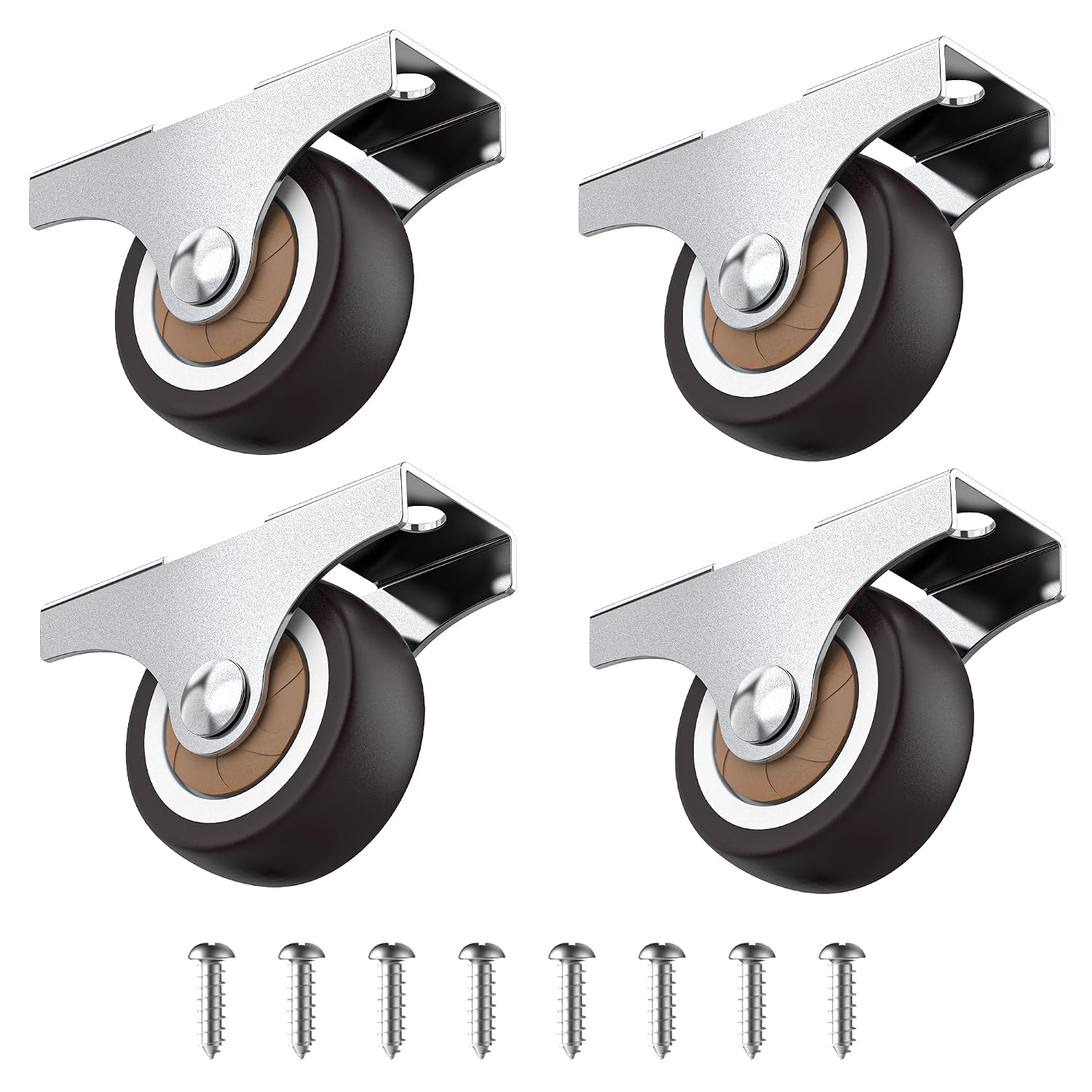 HOLKIE 32mm Heavy Duty Castor Wheels for Furniture – Non-Swivel, Silent Rubber TPR Tops (Set of 4)