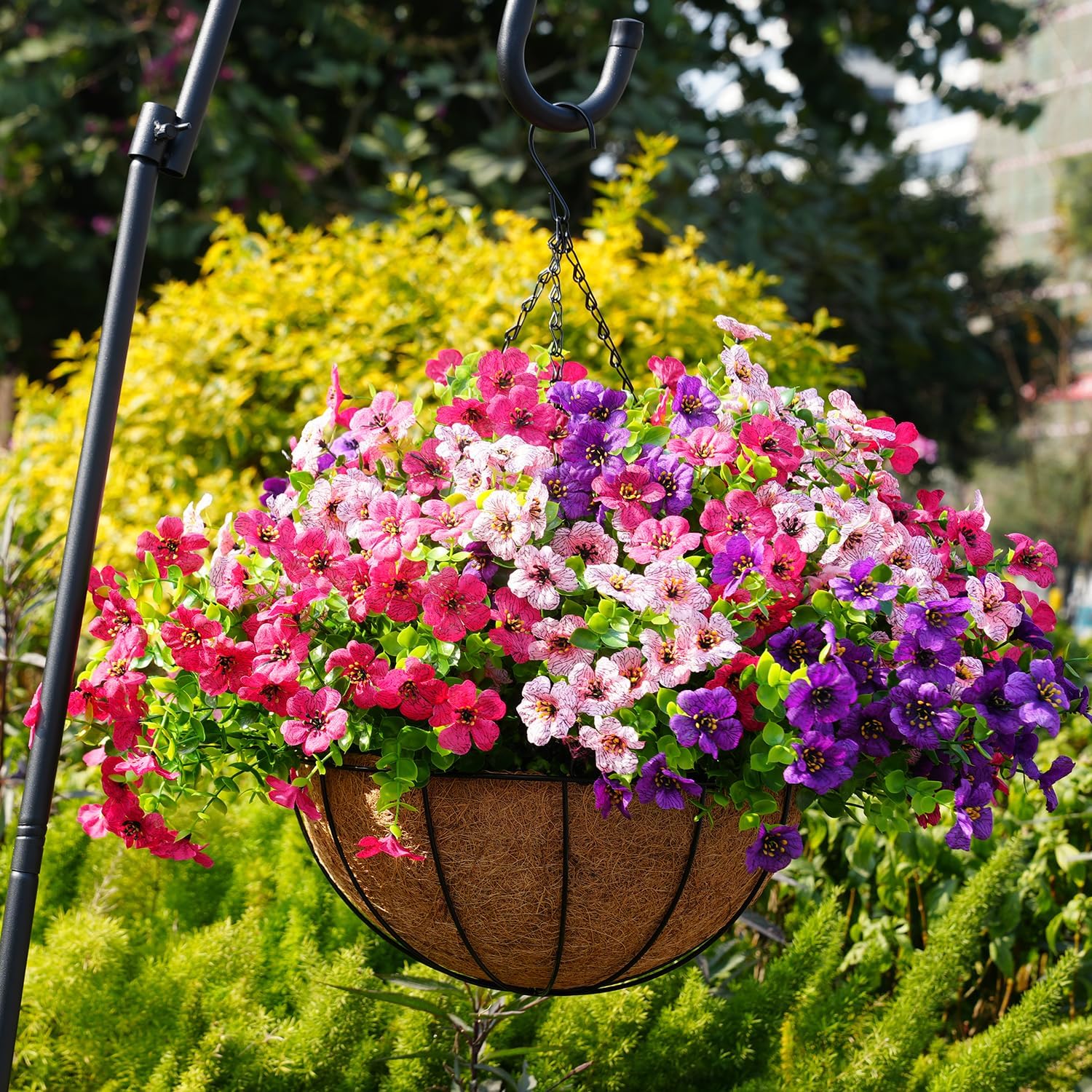 Thumbnail 6 de trytuny Artificial Flowers for Outdoor: UV-Resistant Faux Silk Plants (20, Yellow / Purple / Rosy Pink / Red) for Porch, Patio, and Window Boxes