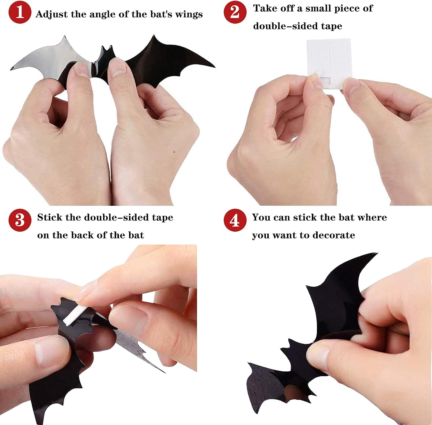 Detalle de Hzuooii Halloween Witch Hat Decorations, 12 Hats and 24 3D Bat Stickers