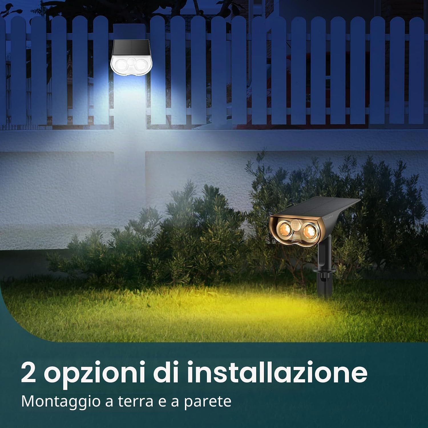 Thumbnail 3 de Linkind 4 faretto solare con sensore di movimento 6500K bianco freddo, 3 modalità, IP67 (2 supporti)