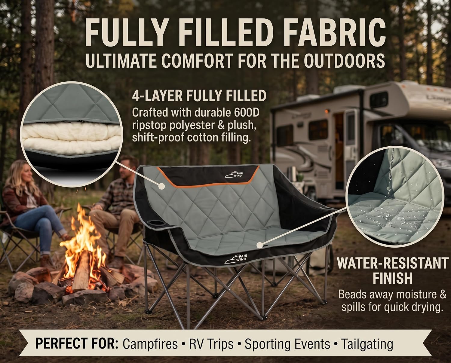 Detalle 1 de Oversized camping chair supports 650 lbs