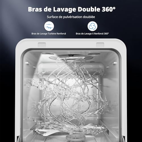 Detalle de AIRMSEN Mini Lave-vaisselle de table 37 cm — 4 couverts, 7+2 programmes, réservoir 5 L, diffusion 360°