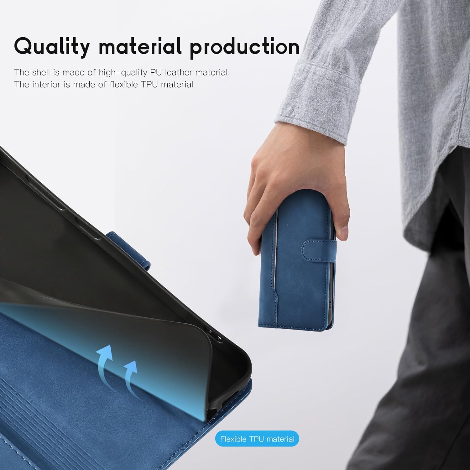 Detalle de AsWant Cover per Honor 400, Custodia Libro Premium in PU con Blocco Magnetico e Funzione Stand (Blu)
