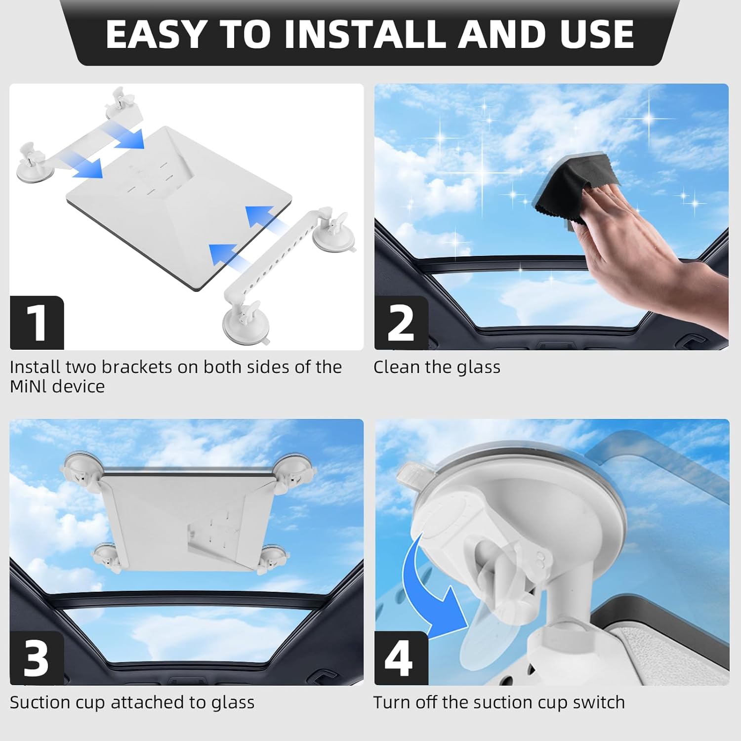 Detalle 2 de Starlink Mini: Support de voiture robuste avec ventouses renforcées – kit de montage