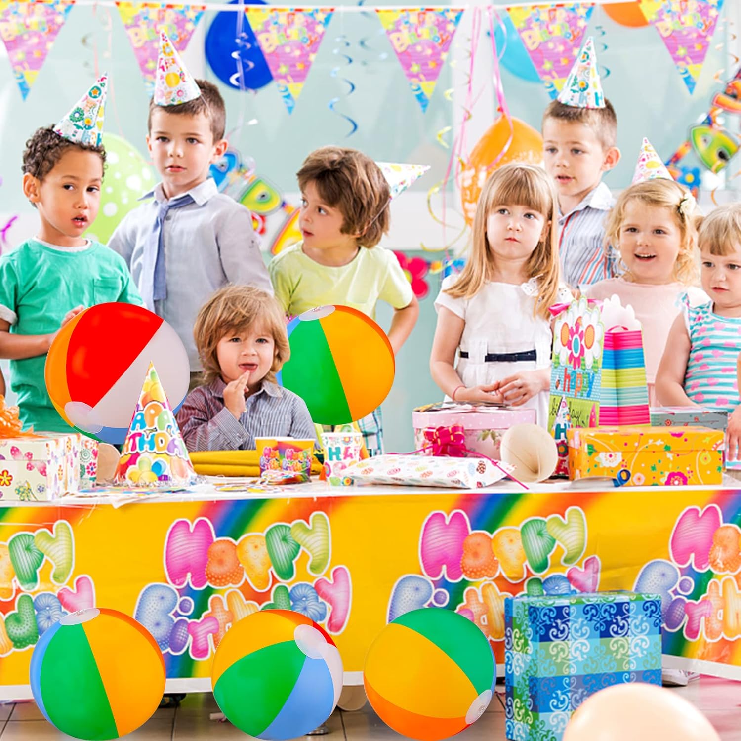 Thumbnail 3 de SCIONE SCIONE Beach Balls Bulk 24 Pack (9-inch Inflatable) for Pool Games & Summer Party Favors