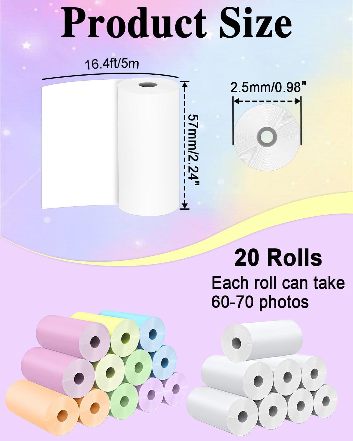 Thumbnail 2 de Kidizoom 20 Rolls Instant HD Camera Printing Paper (1" x 2.2") – BPA Free, Child-Safe Refill Pack