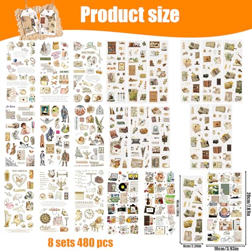 Thumbnail 1 de YEDOUALE 480 Pz Adesivi Scrapbooking – Set completo 24 Fogli per Bullet Journal, Junk Journal e Fai da Te