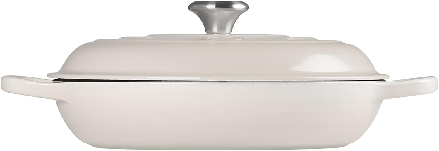 Thumbnail 2 de LE CREUSET Signature Sh.Casserole/Braiser 30cm in Meringue with Stainless Knob