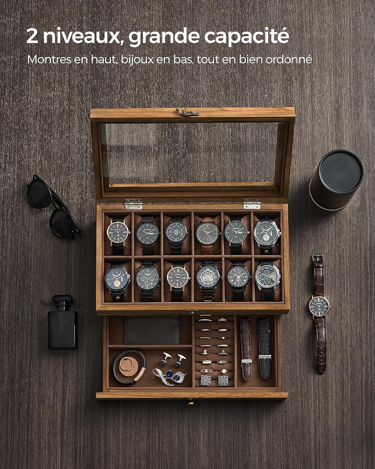 Detalle de SONGMICS boîte à montres 12 emplacements
