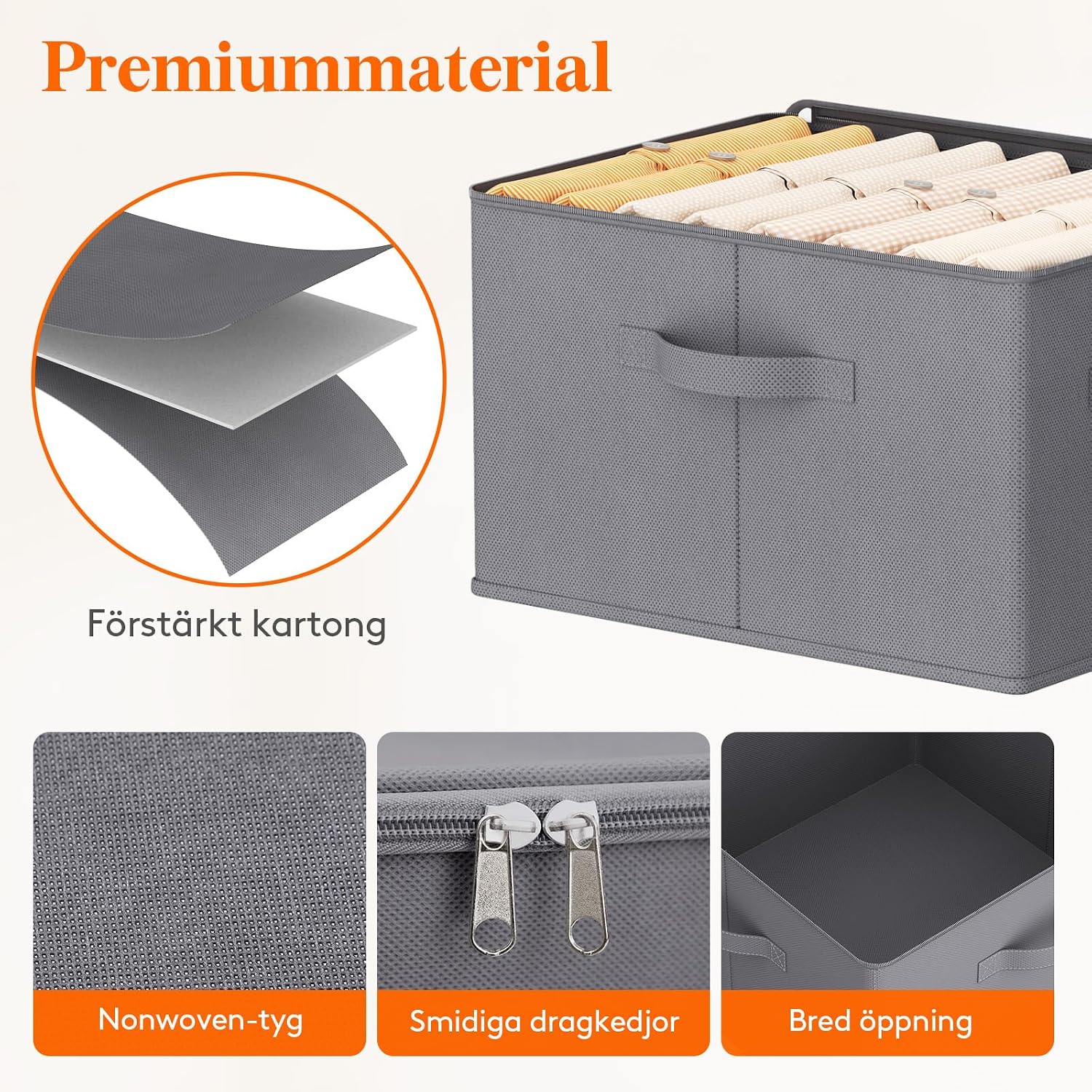 Detalle de Lifewit 24300 förvaringslådor med lock, 30 l, vikbara, grå, 4-pack